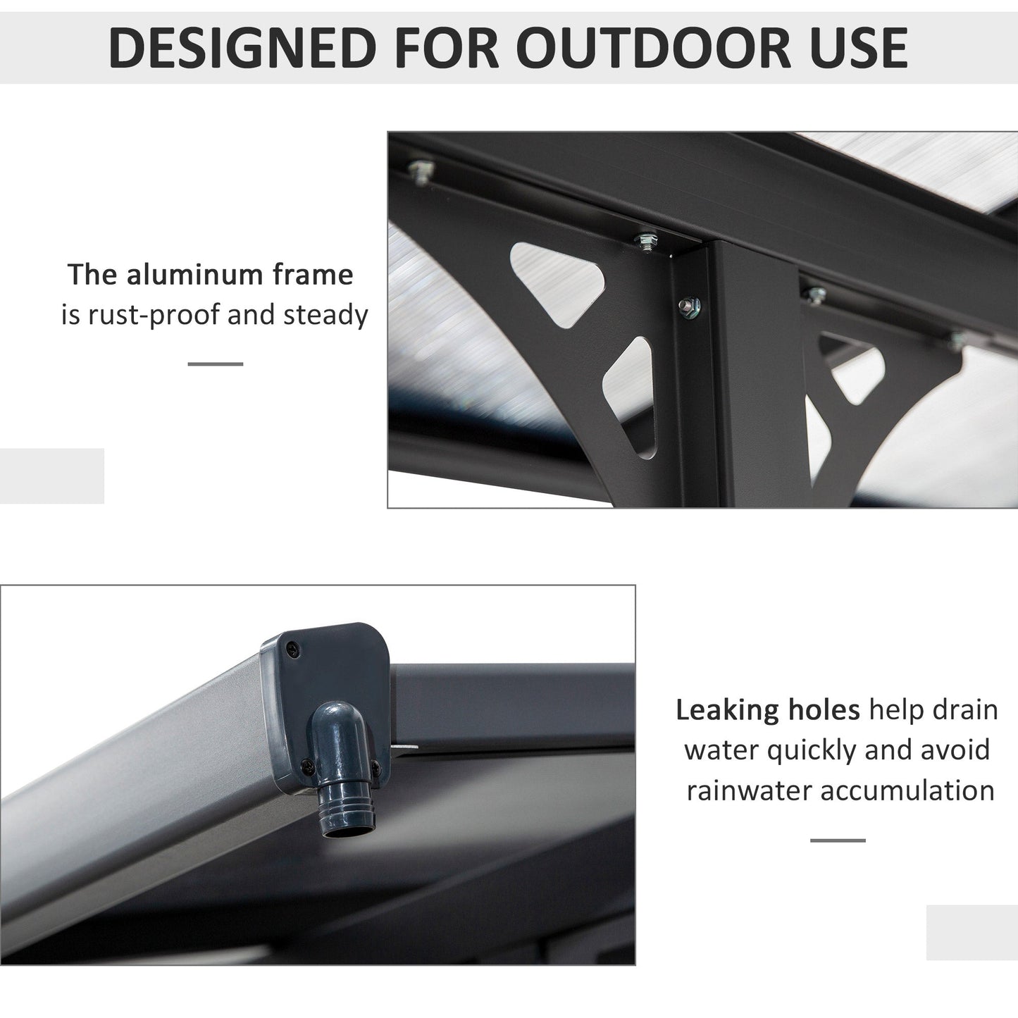 Outsunny 16.5' x 10' Hardtop Pergola with UV-Blocking Transparent Roof, Aluminum Frame, Gray - 84C-182V02LG