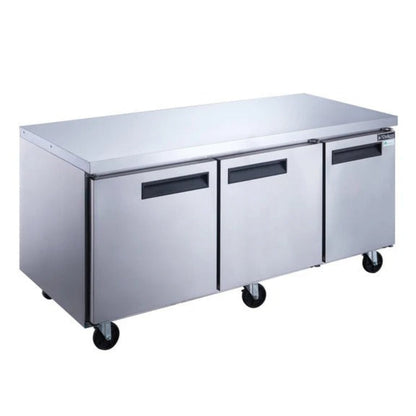 Dukers DUC72R 72" Three Solid Door Undercounter Worktop Refrigerator 18.96 Cu. Ft. - DUC72R
