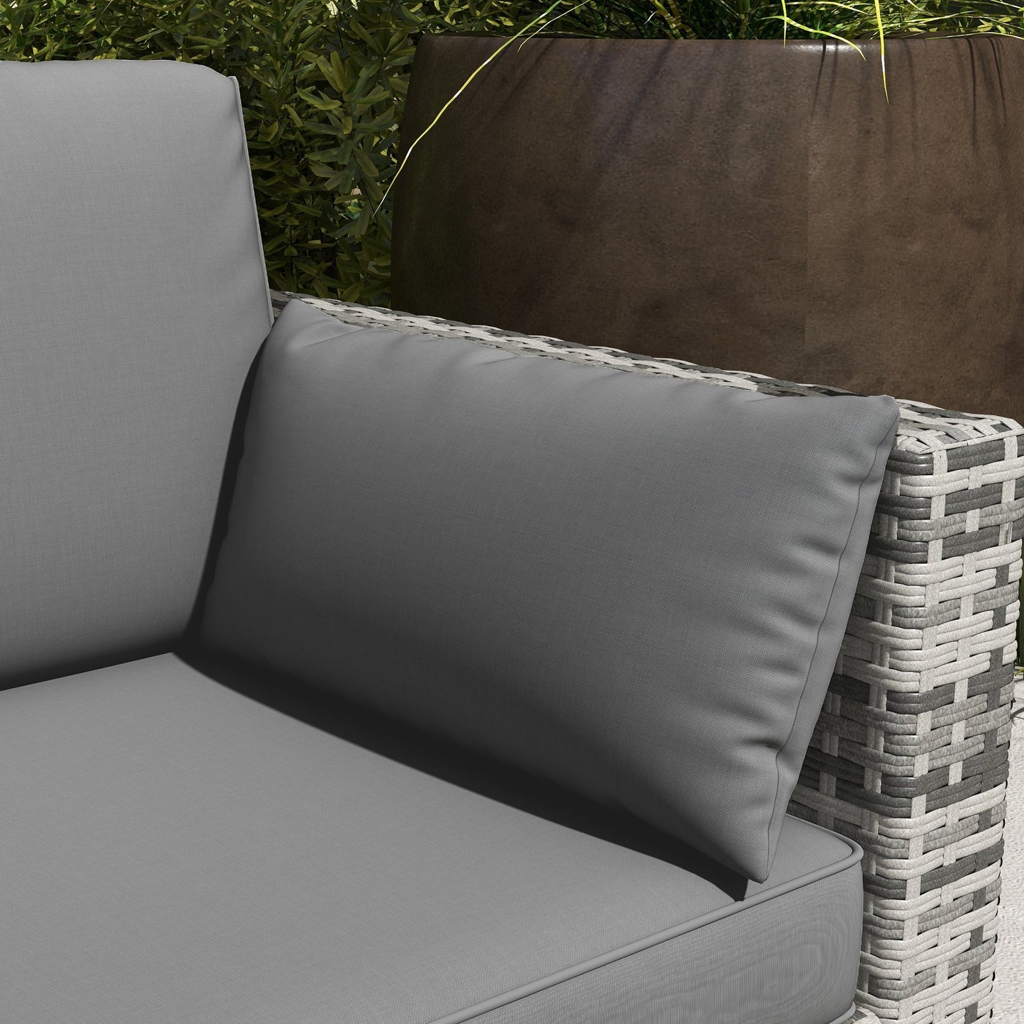 Outsunny 3-Seater Deep Seating Outdoor Sofa with Removable Cushions, Gray - 860-308V00GY