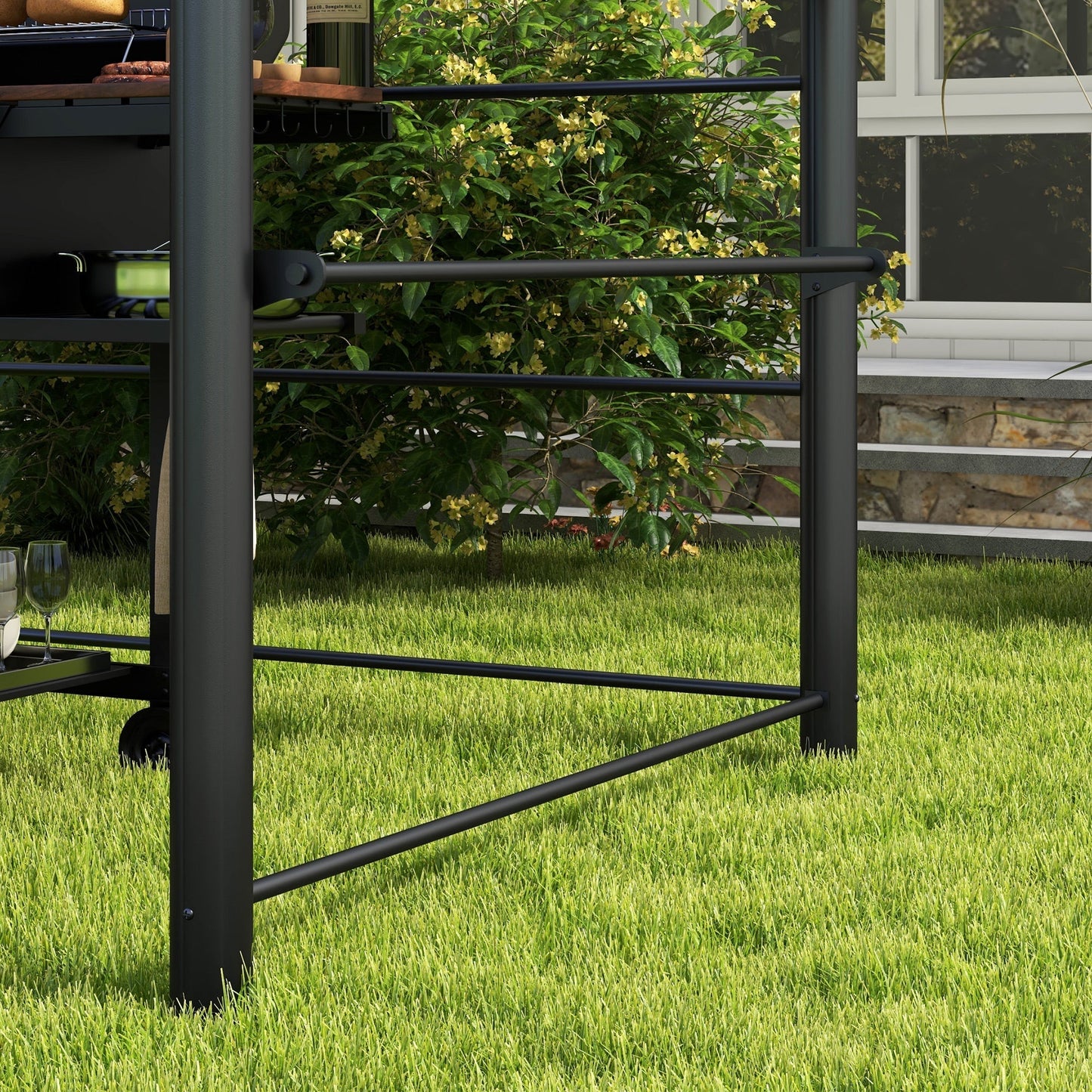 Outsunny 8' x 5' Grill Gazebo Shelter with Vented PC Roof, Side Shelves - 84C-237V01CG