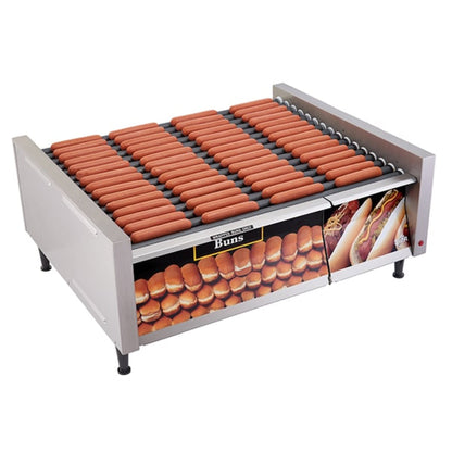 Star 8A-75STBDE-230V Grill-Max® 75 Dogs 230V Roller Grills Electronic Controls Staltec with Bun Door - 8A-75STBDE-230V