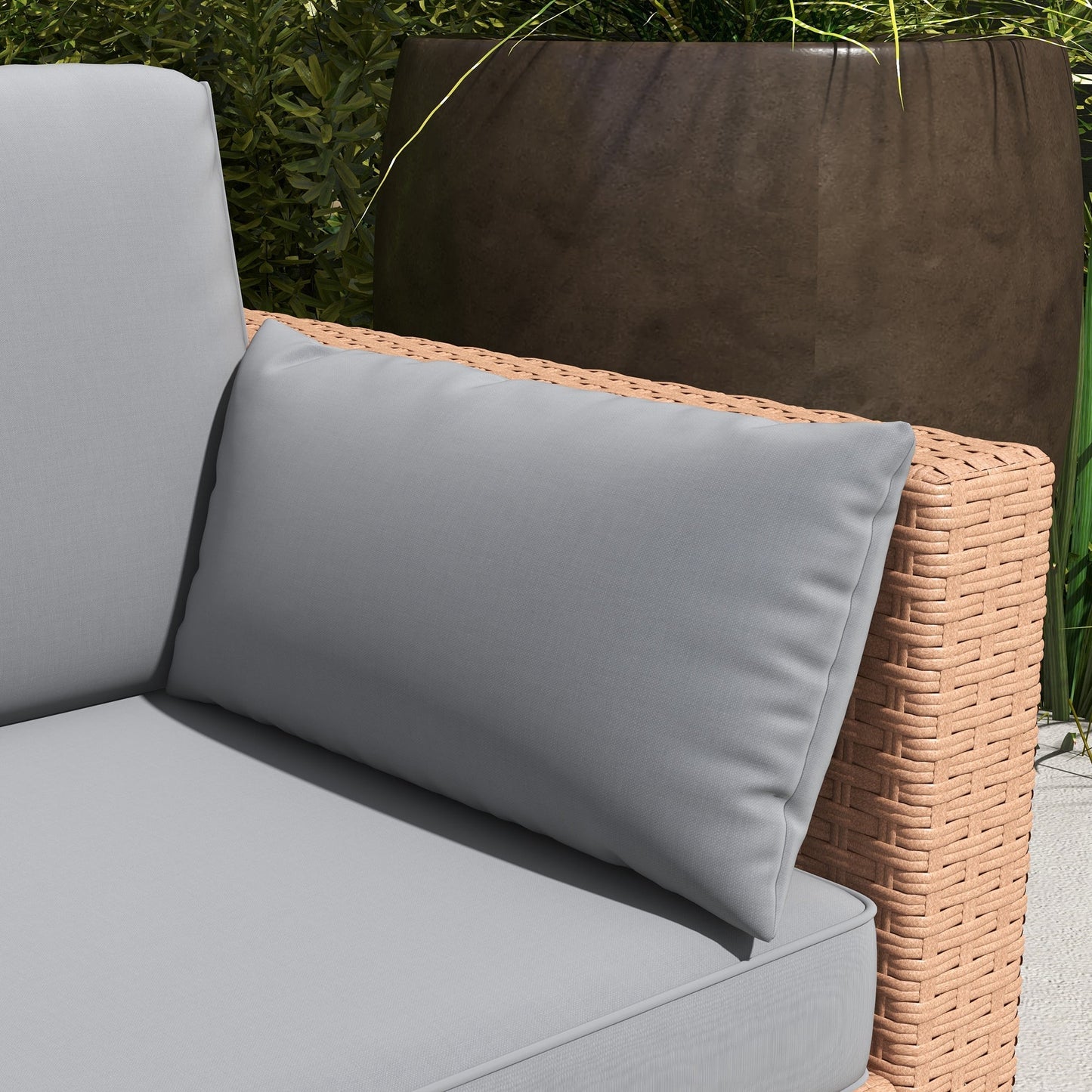 Outsunny 3-Seater PE Wicker Deep Seating Sofa with Removable Cushions, Sand - 860-308V00SD