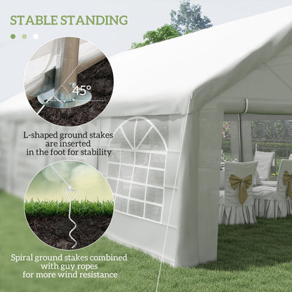 Outsunny 20' x 32' Heavy Duty Party Tent with Removable Sidewalls & Double Doors, White - 100110-047W