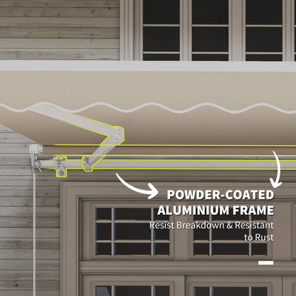 Outsunny 12' x 10' Retractable Patio Awning with Manual Crank, UV/Water-Resistant Fabric, Cream White - 840-207CW